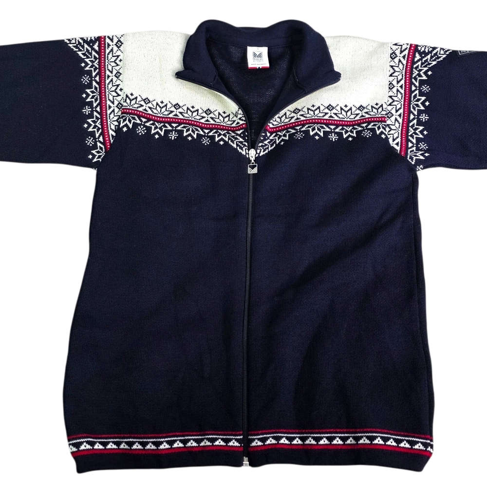Dale Of Norway Vintage Navy and White High Quality Merino Wool Zip-Up Sweater S - Picture 2 of 12